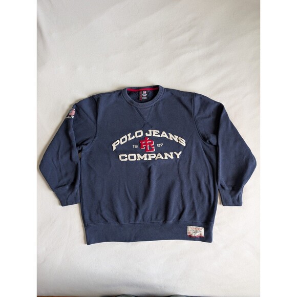 Vintage Ralph Lauren Polo Jeans Co. Logo Spell-Out Sweatshirt Men's Medium - Picture 1 of 8